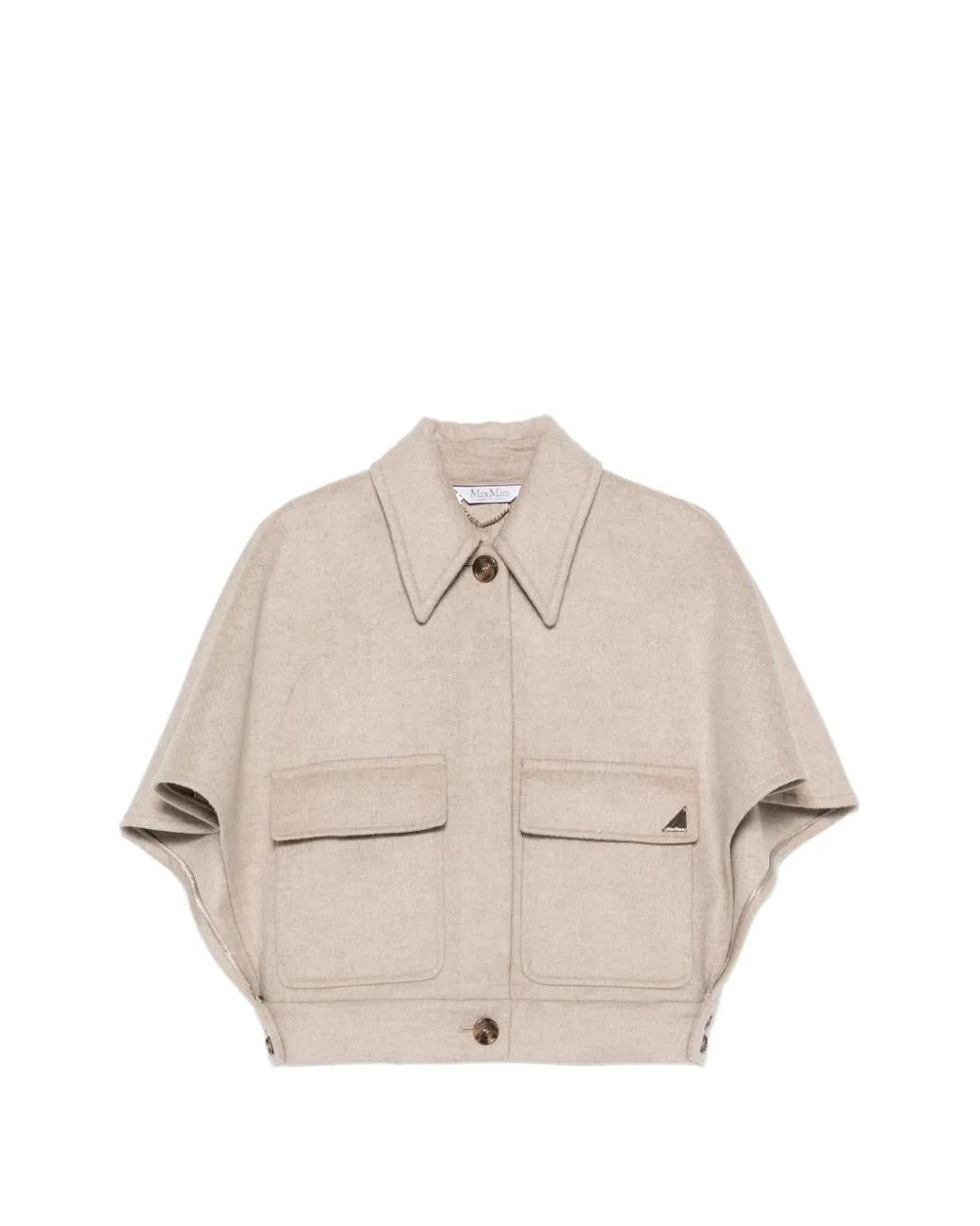 Max Mara Natural Dream Button-Up Cape Jacket