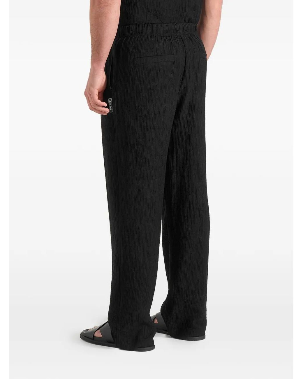 Manière De Voir Black Addison Textured Relaxed Fit Trousers