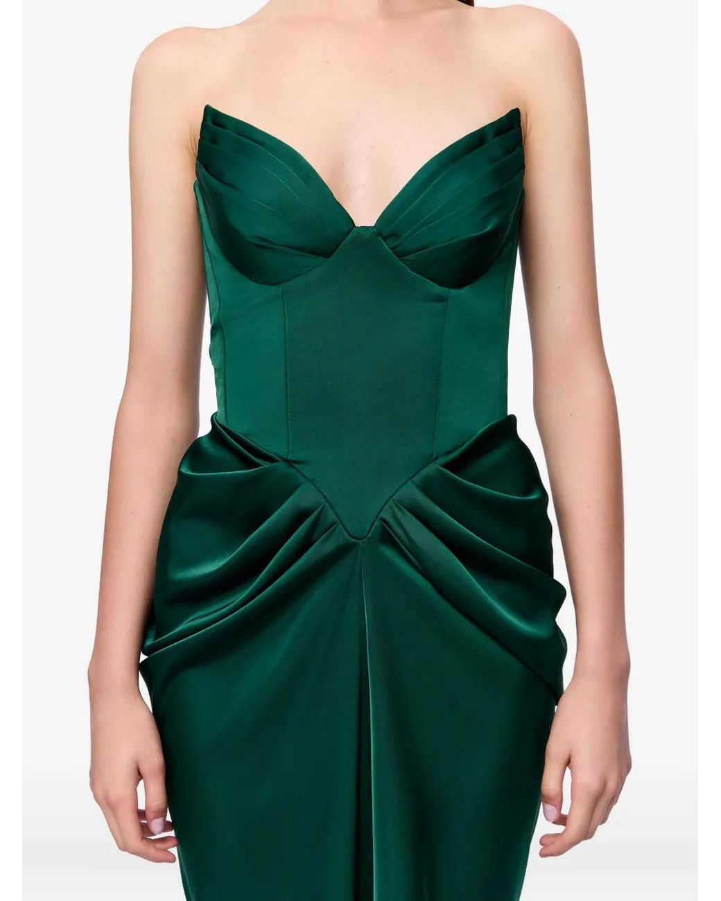 Ana Radu Green Corset Draped Maxi Dress