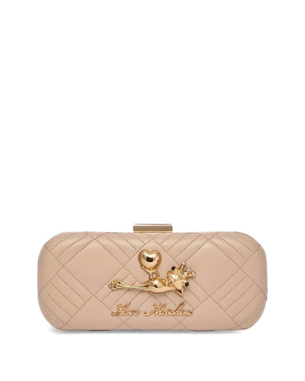 Love Moschino Natural Quilted Charm Clutch Bag