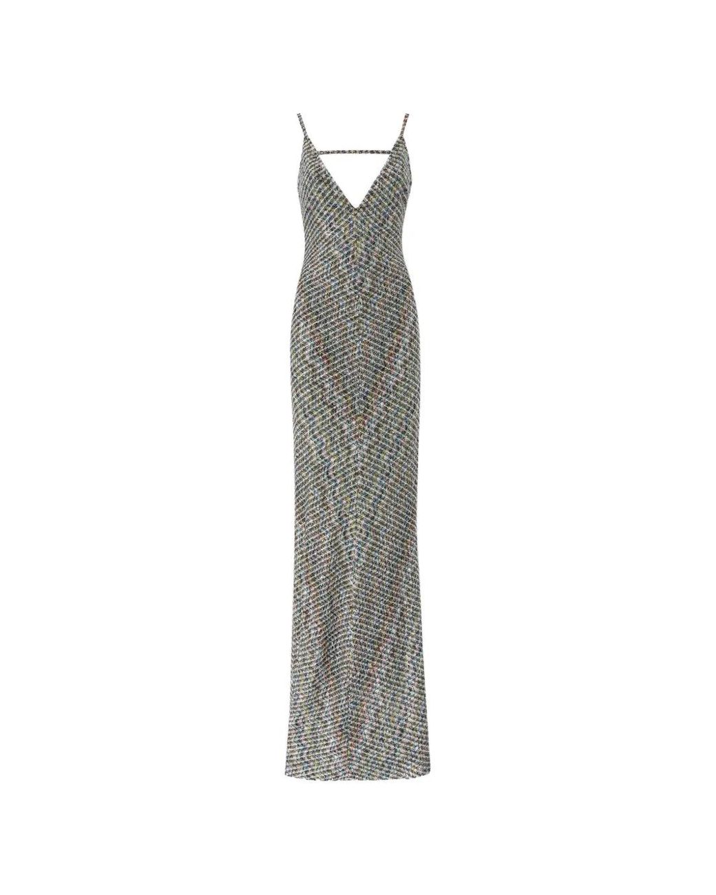 Missoni White Long Dress With Open Back And Sequins