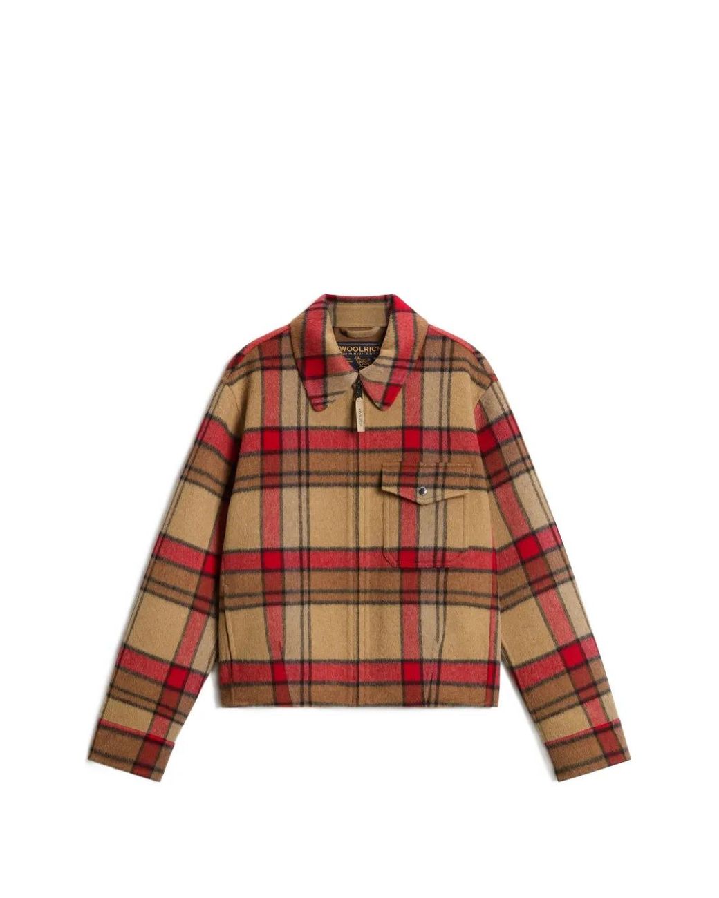 Woolrich Red Check-Pattern Zip-Up Jacket