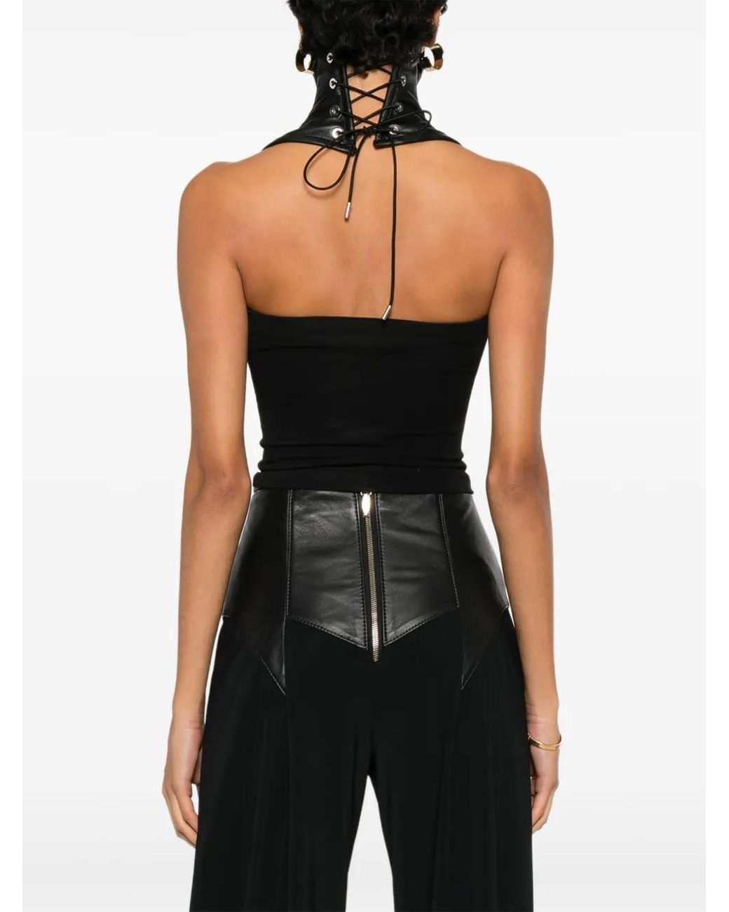 MITILIANE COUTURE Black Panelled Leather Corset