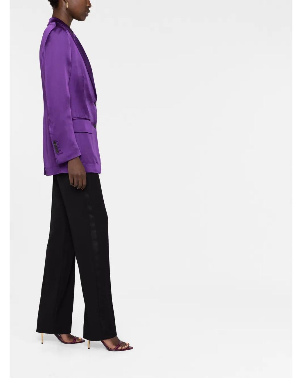 Tom Ford Purple Single-Breasted Satin-Finish Blazer