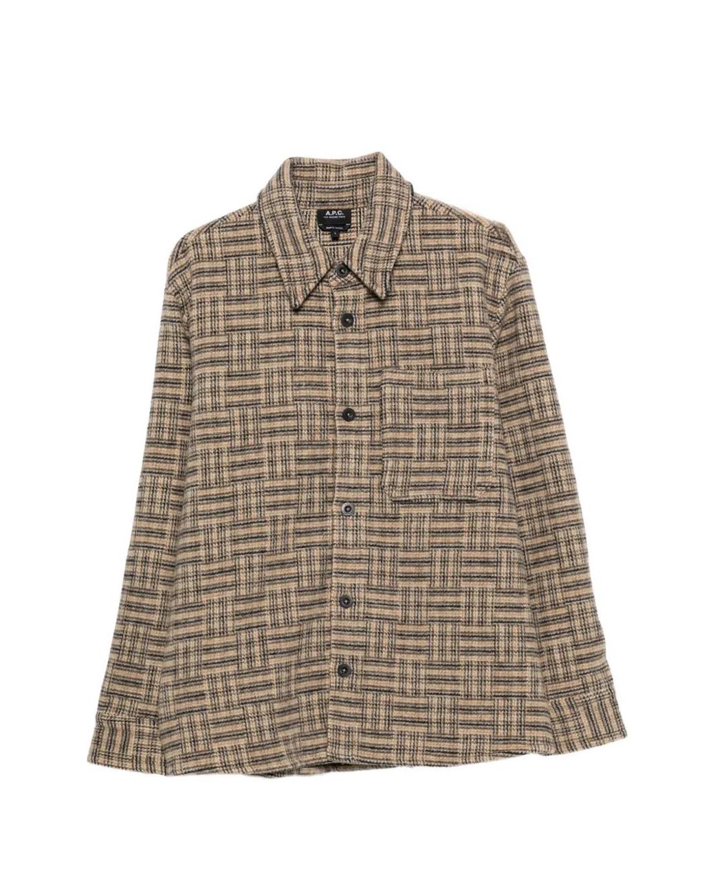 A.P.C. Brown Check-Pattern Button-Down Shirt for men