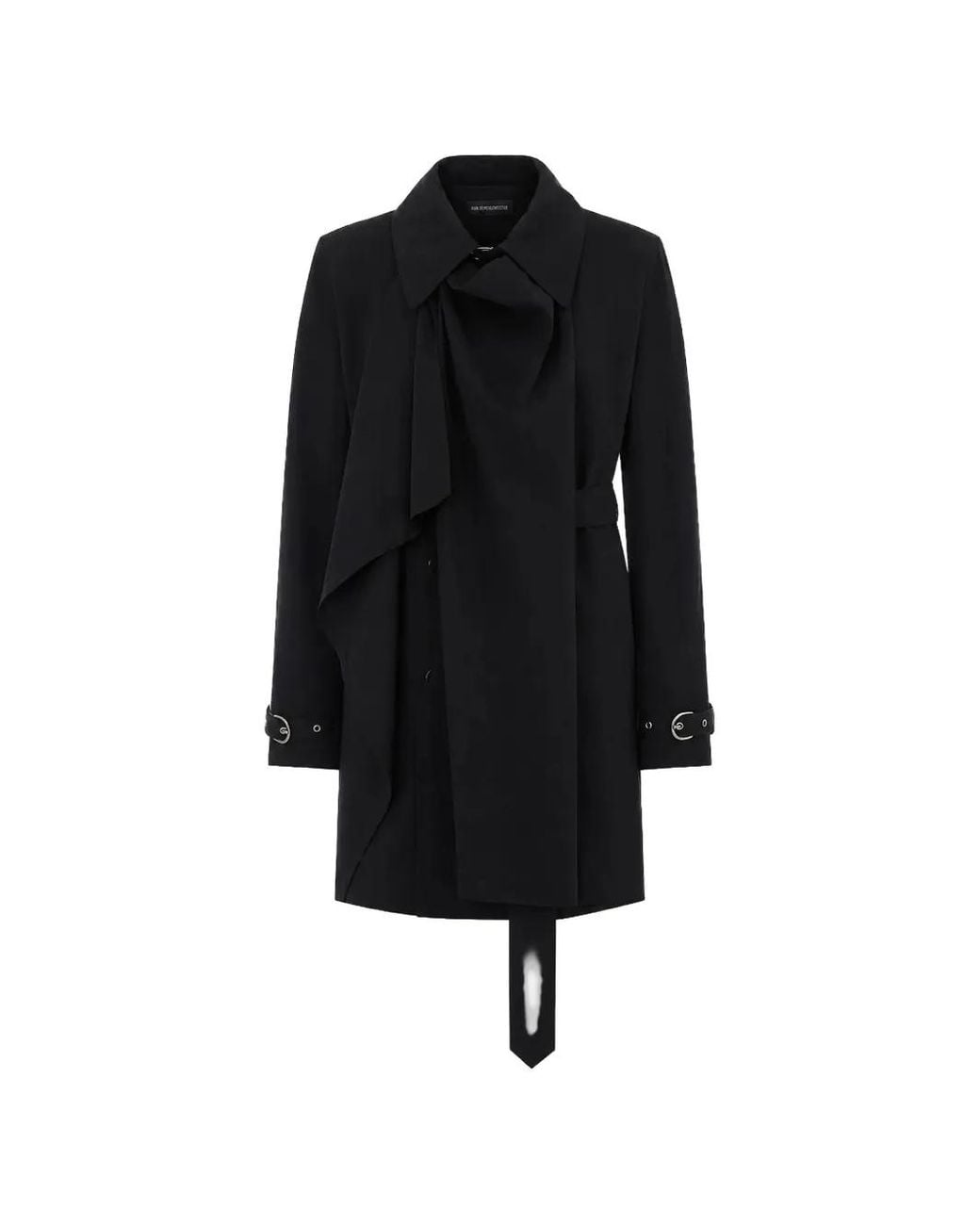 Ann Demeulemeester Black Reppa Draped Cotton Trench Coat