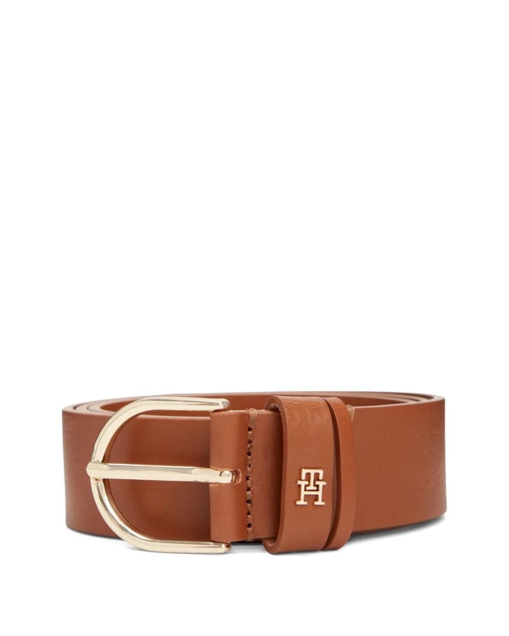 Tommy Hilfiger Brown Logo-Plaque Leather Belt
