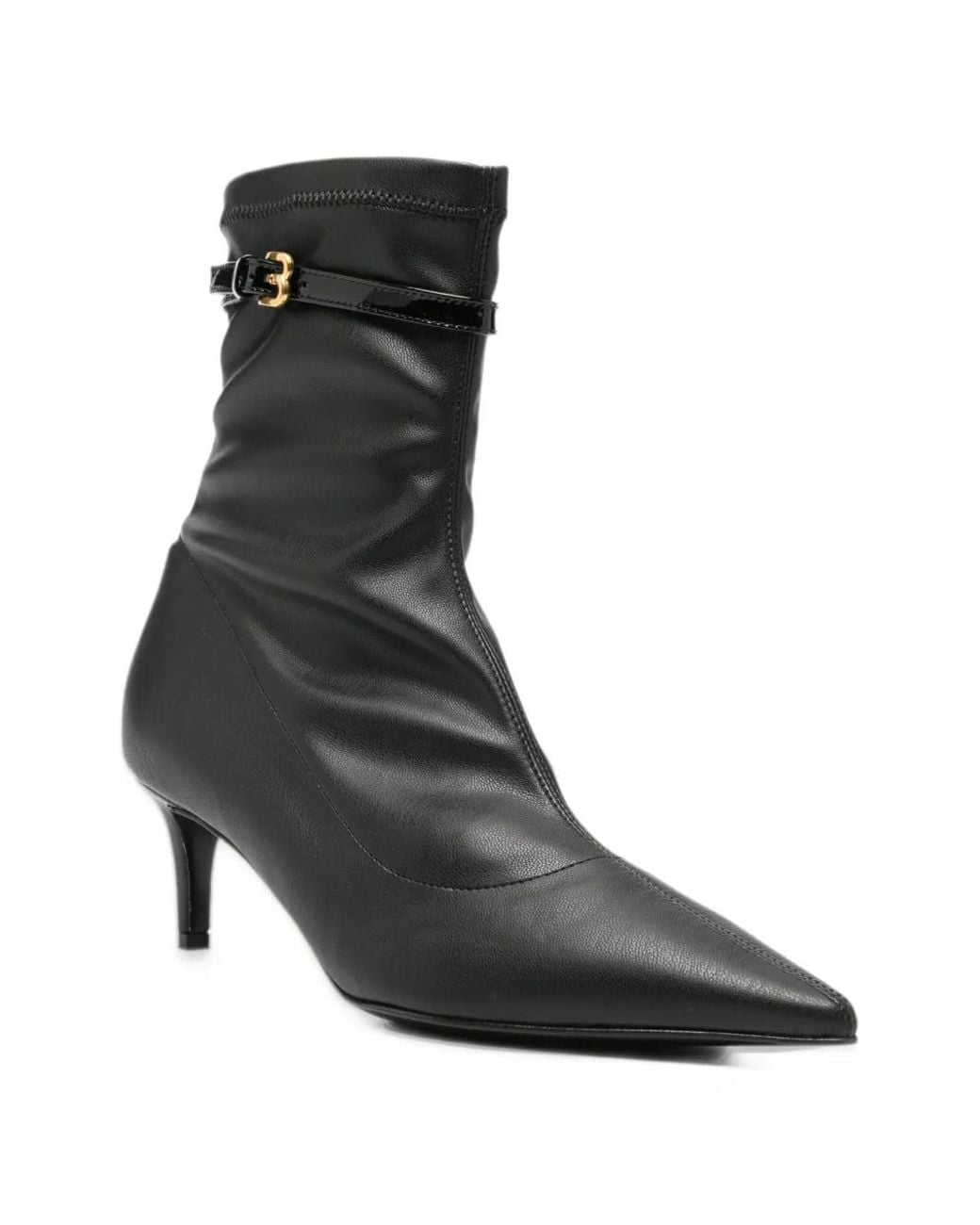 Baldinini Black Pointed-Toe Buckled Ankle Boots