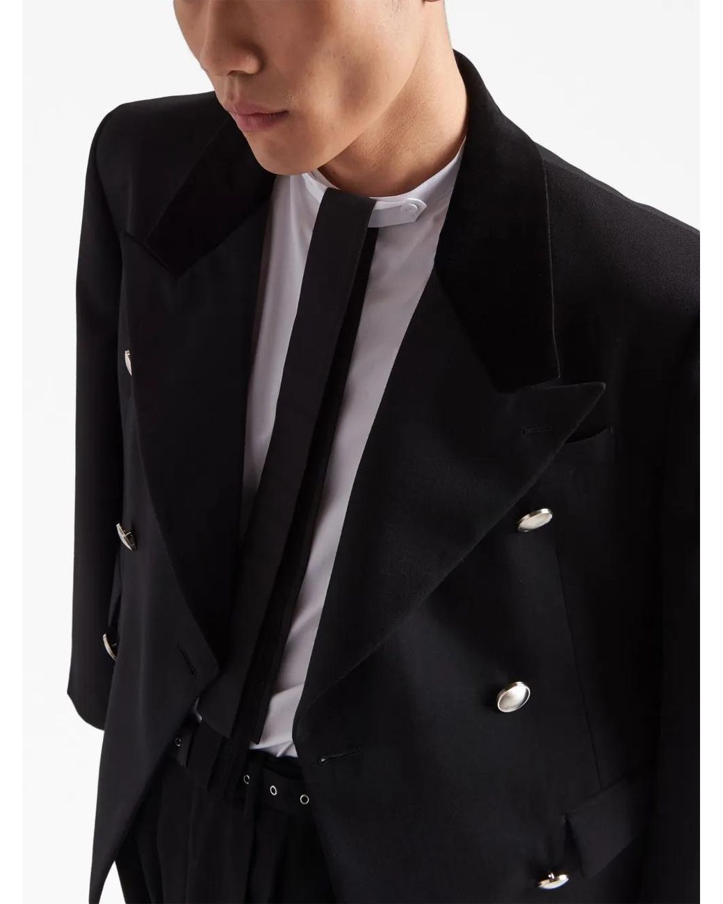 Prada Black Double-Breasted Wool Blazer for men
