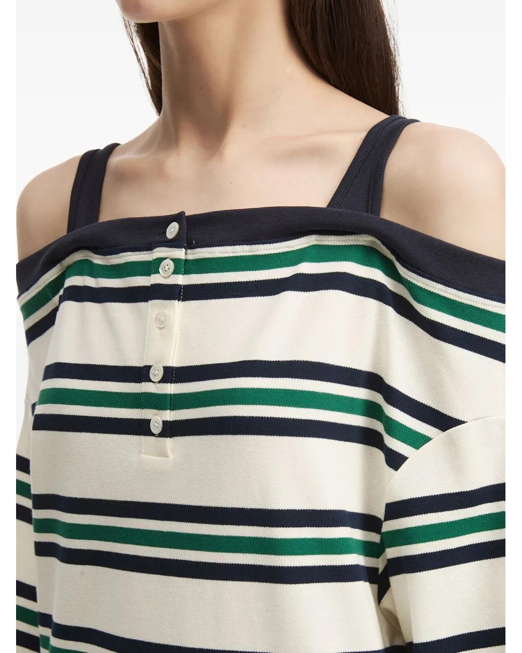 B+ AB Black Off-Shoulder Striped Top