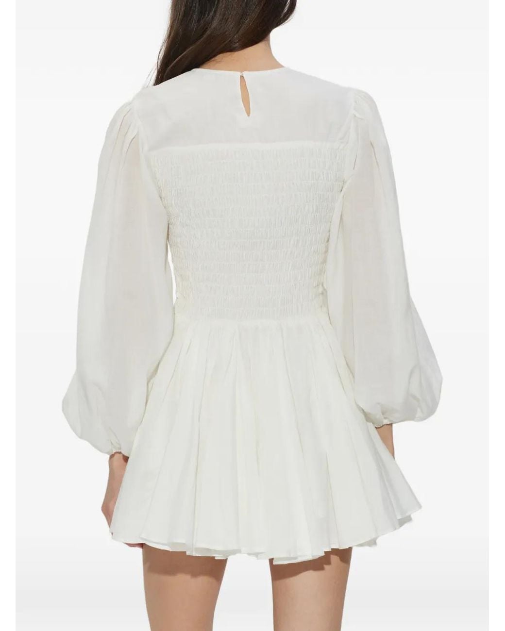 AllSaints White Chia Smocked Mini Dress