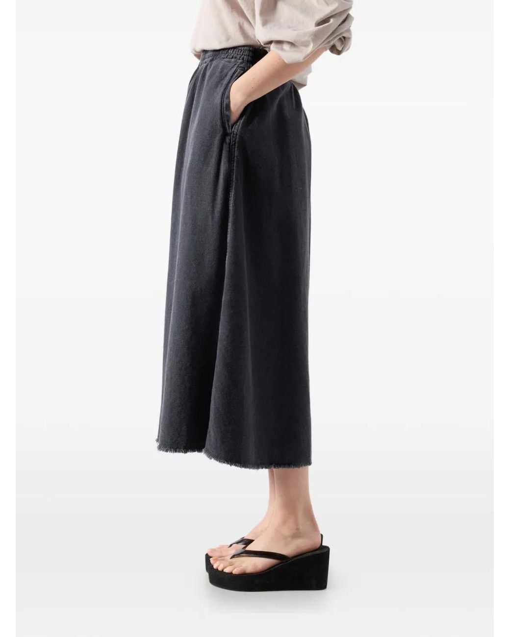 American Vintage Jazy Elastische Katoenen Midi-Rok Met A-Lijn in het Gray