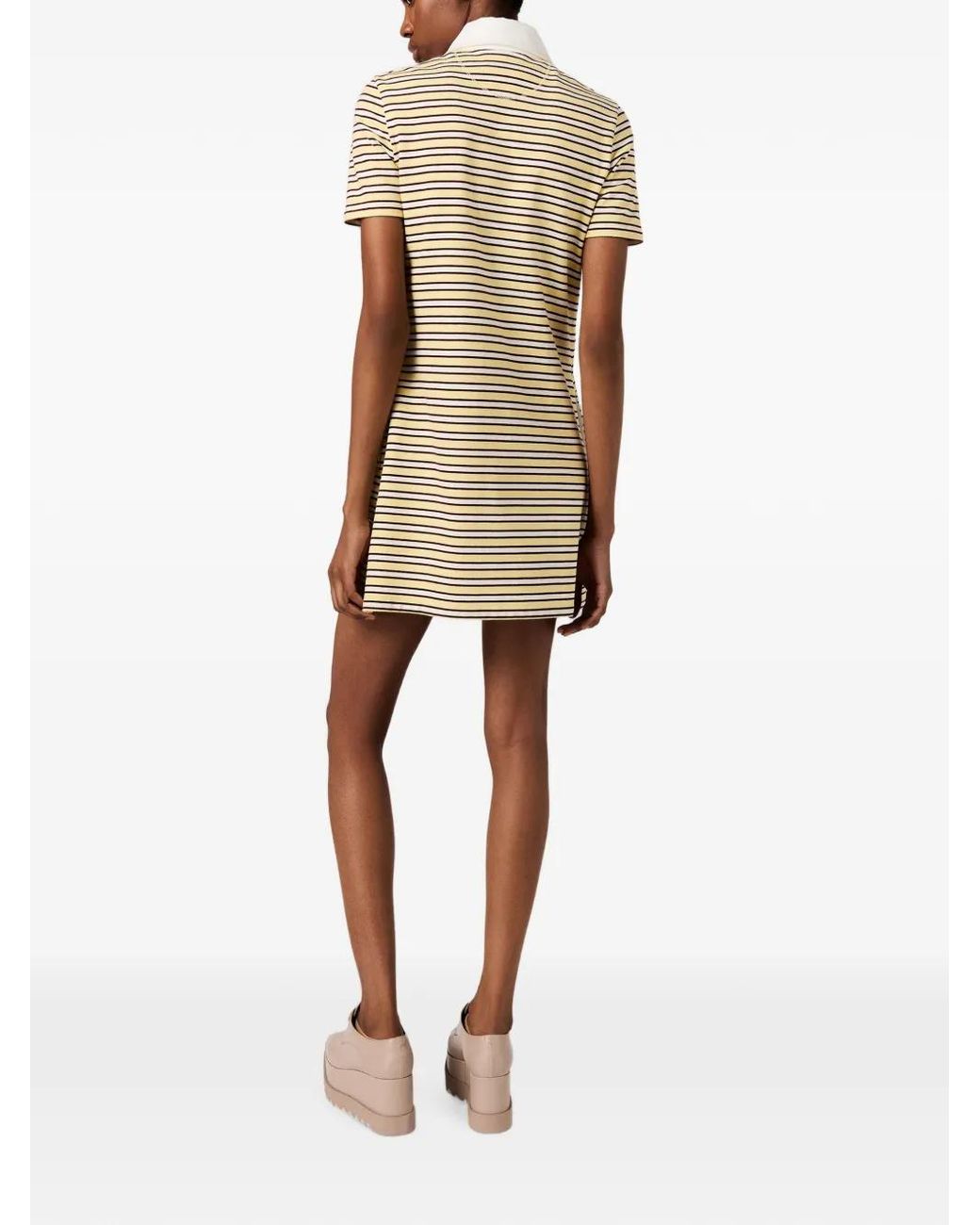 Stella McCartney Natural Stripe Crest-Embroidered Polo Dress
