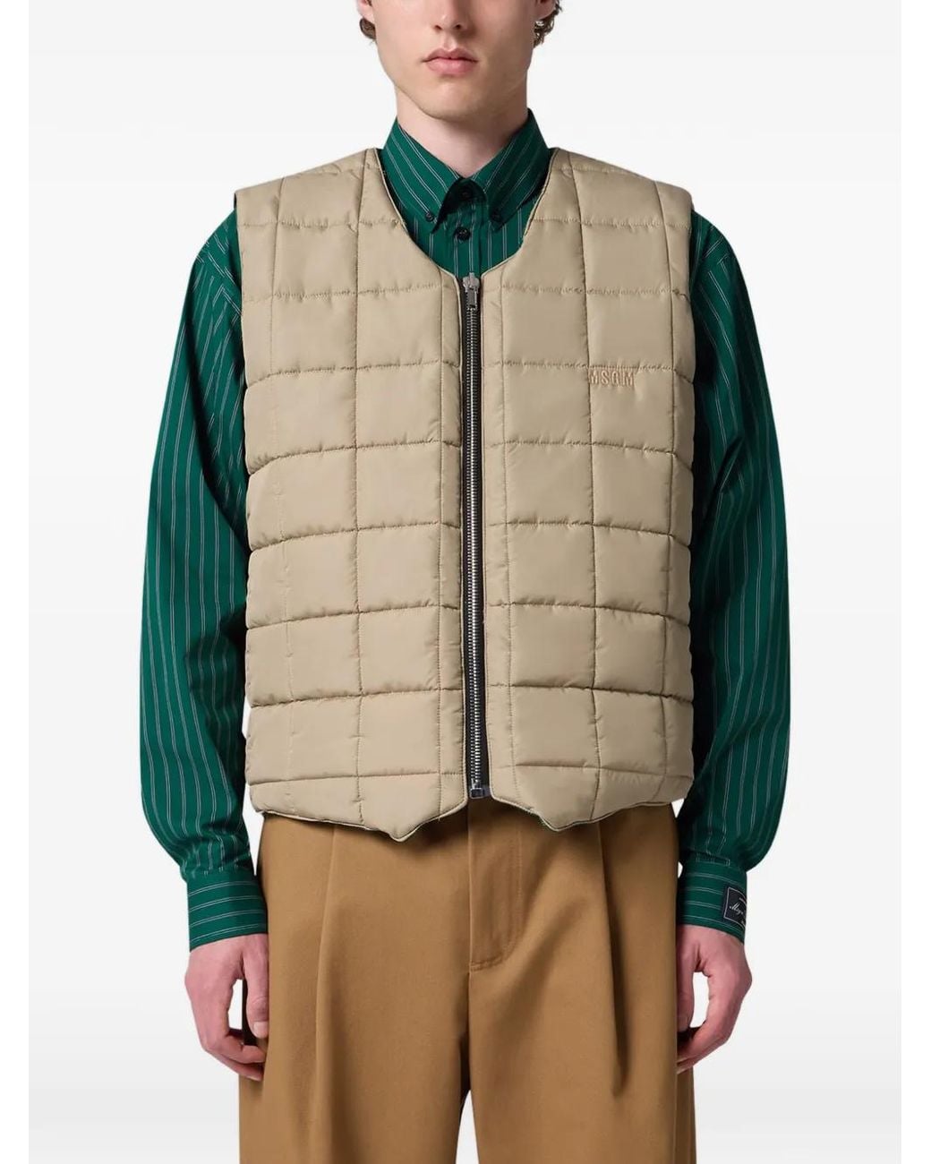 Chaleco Reversible A Rayas Diplomáticas MSGM de hombre de color Green