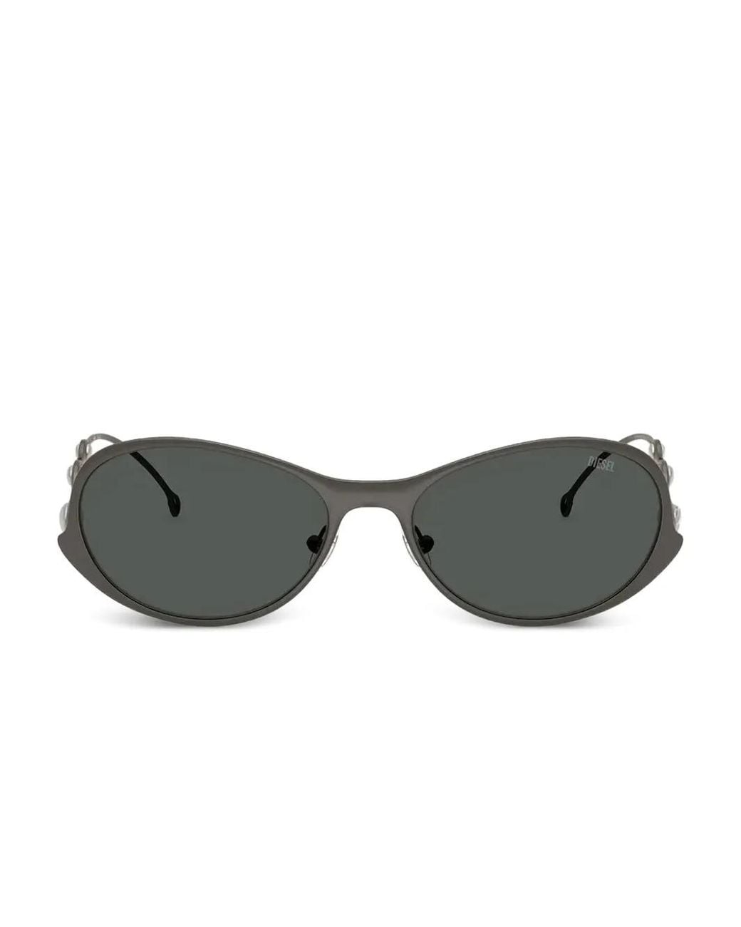 DIESEL Gray Oval-Frame Embellished-Arms Sunglasses