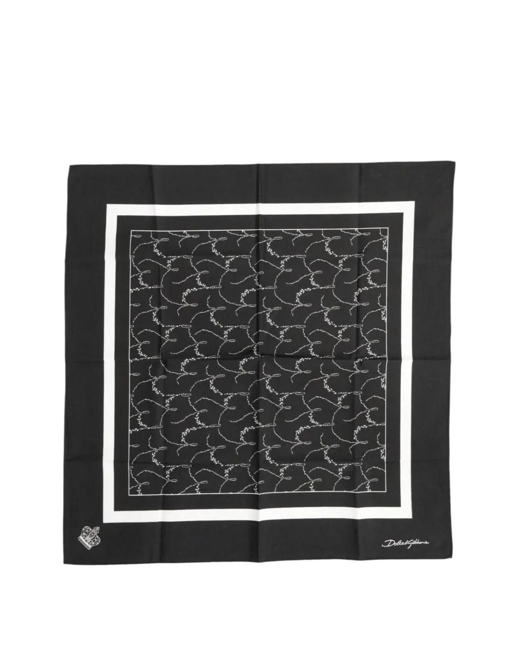 Dolce & Gabbana Black Floral-Print Silk Scarf