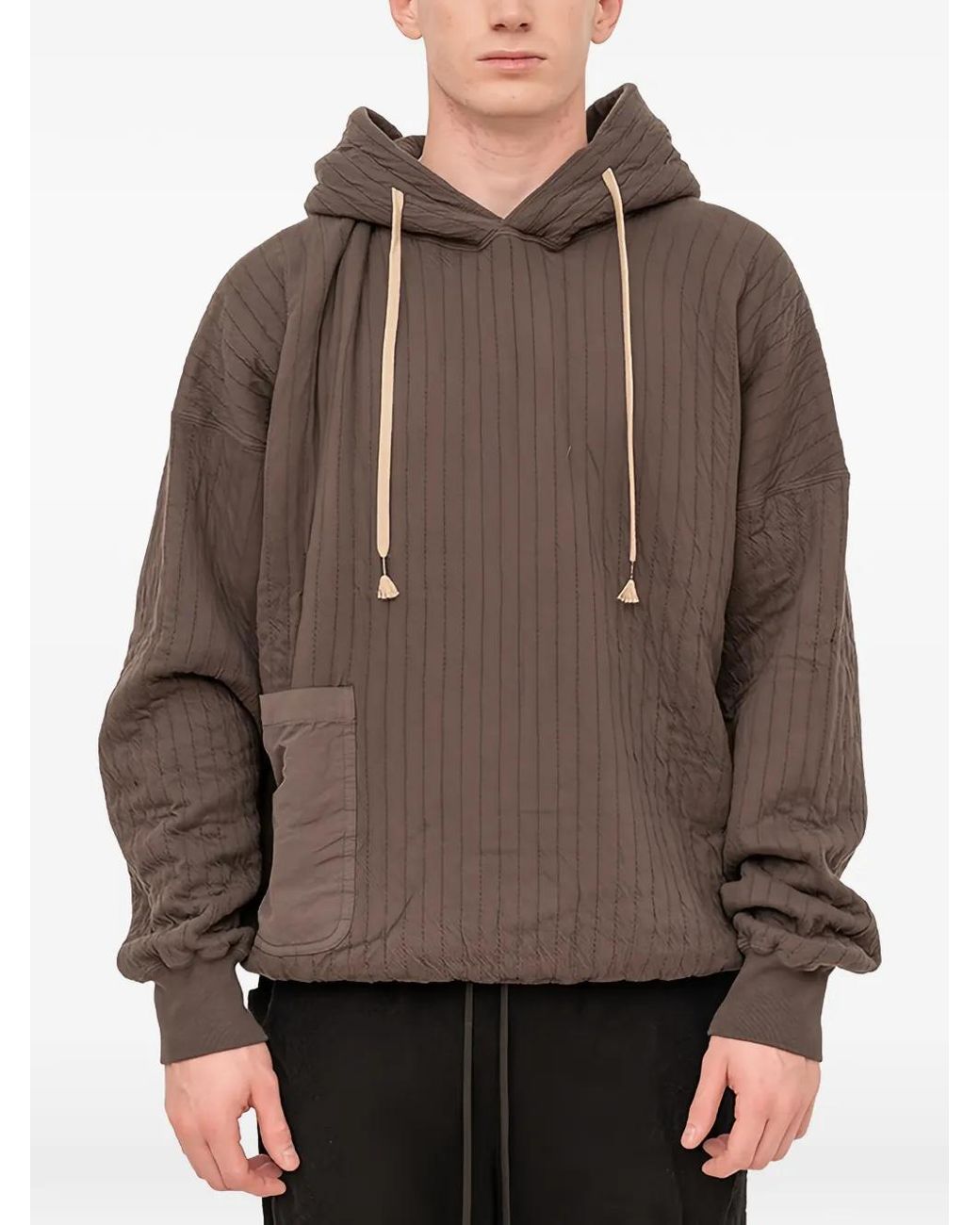 The Viridi-anne Brown Patch-Pocket Hoodie for men