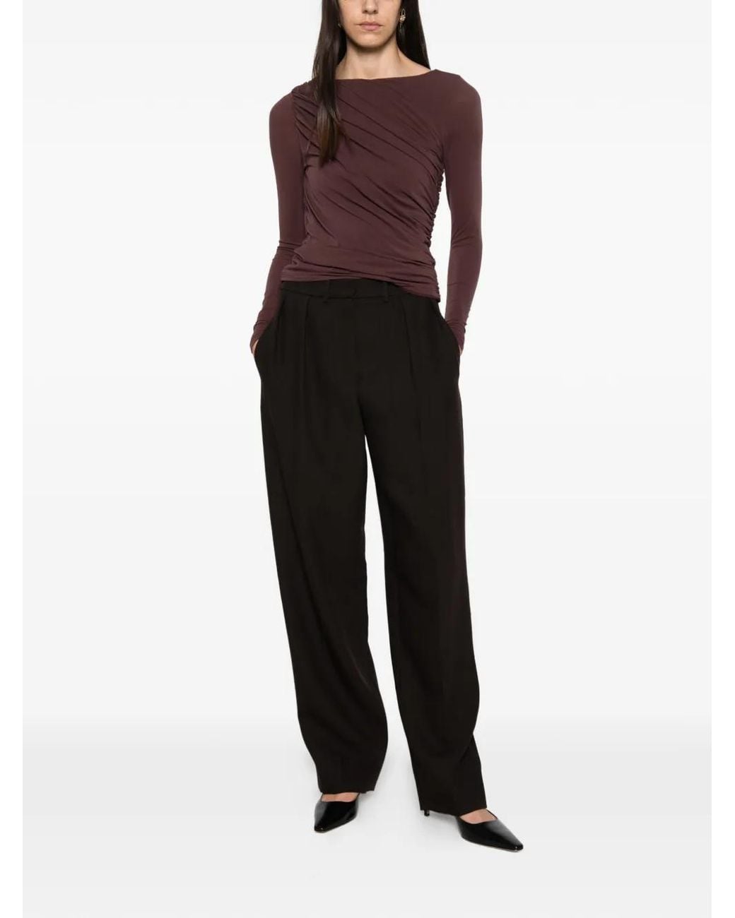 FRAME Purple Long-Sleeve Ruched Top