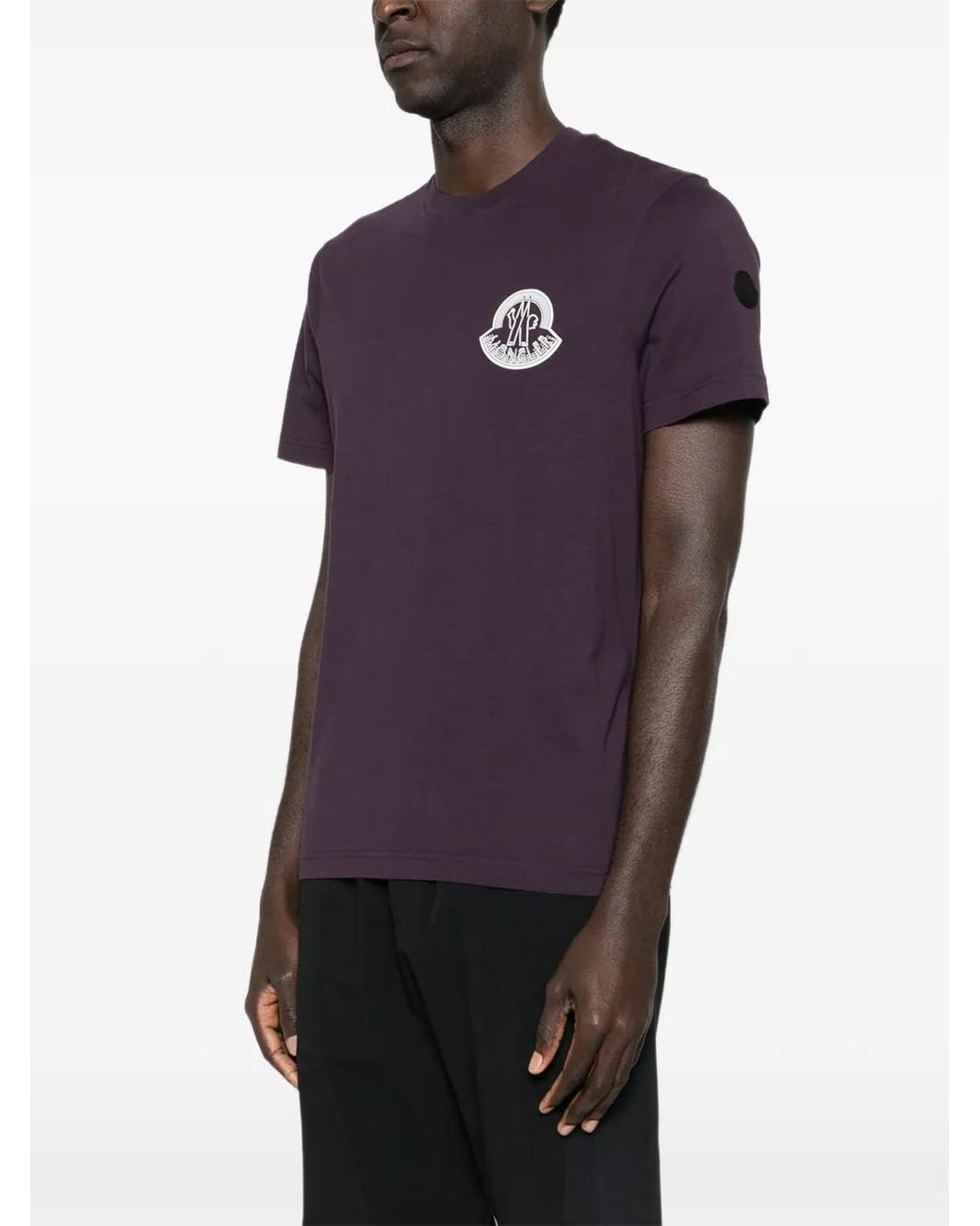 Moncler Blue Logo-Patch T-Shirt for men