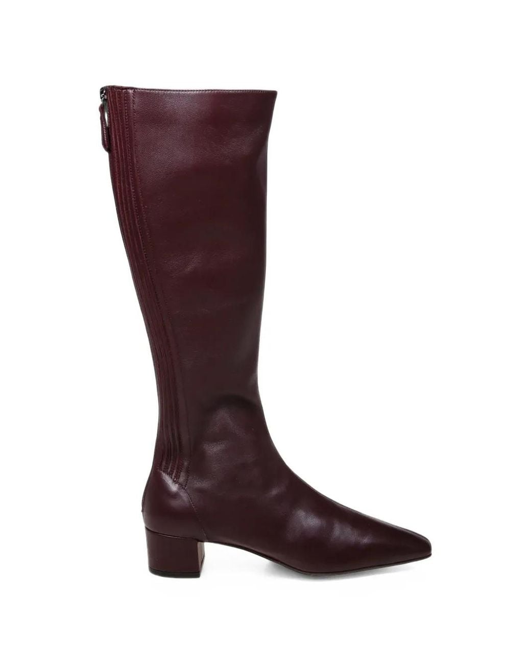 Aquazzura Red Ribbed-Panel Leather Boots
