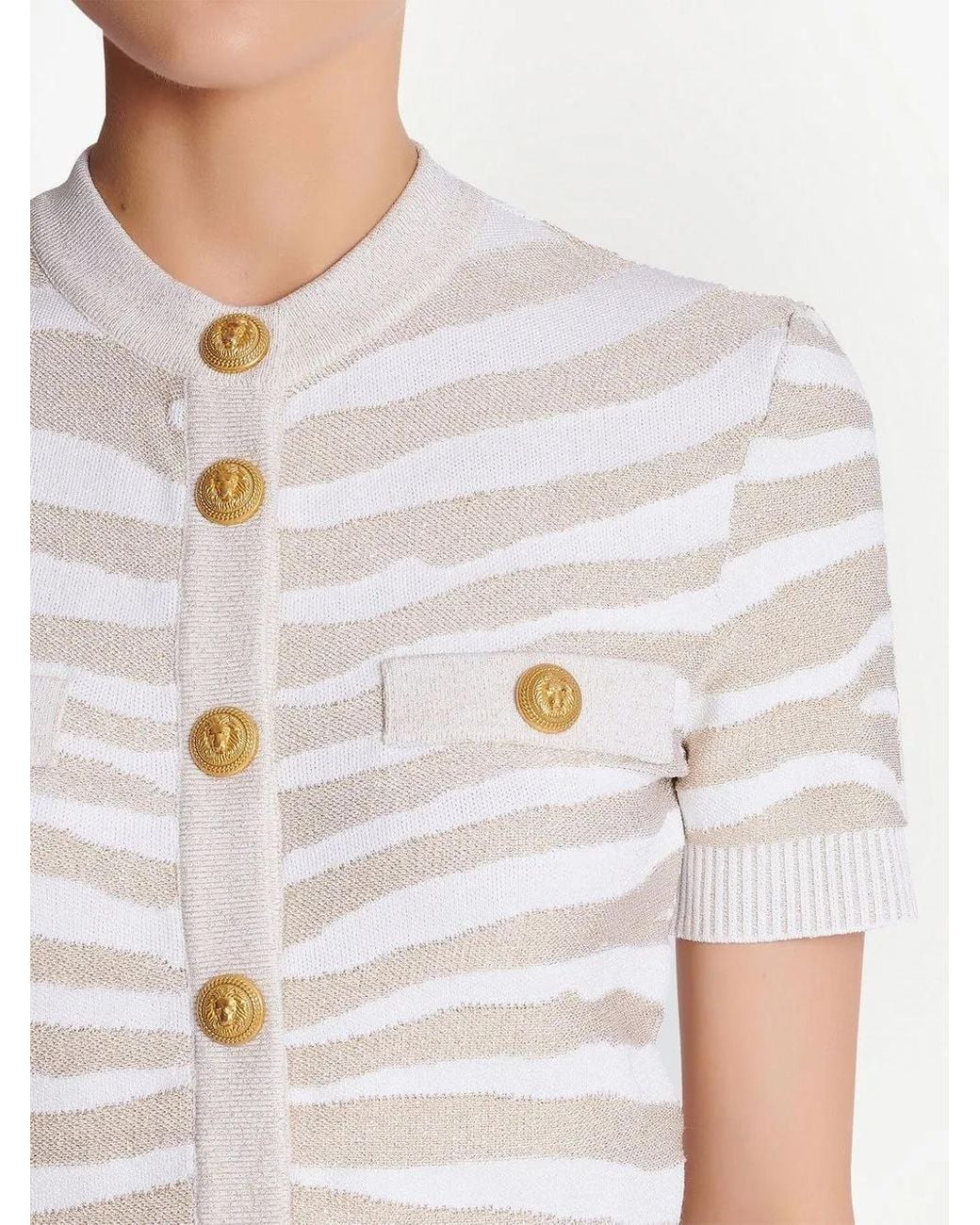 Balmain White Short-sleeved Cardigan