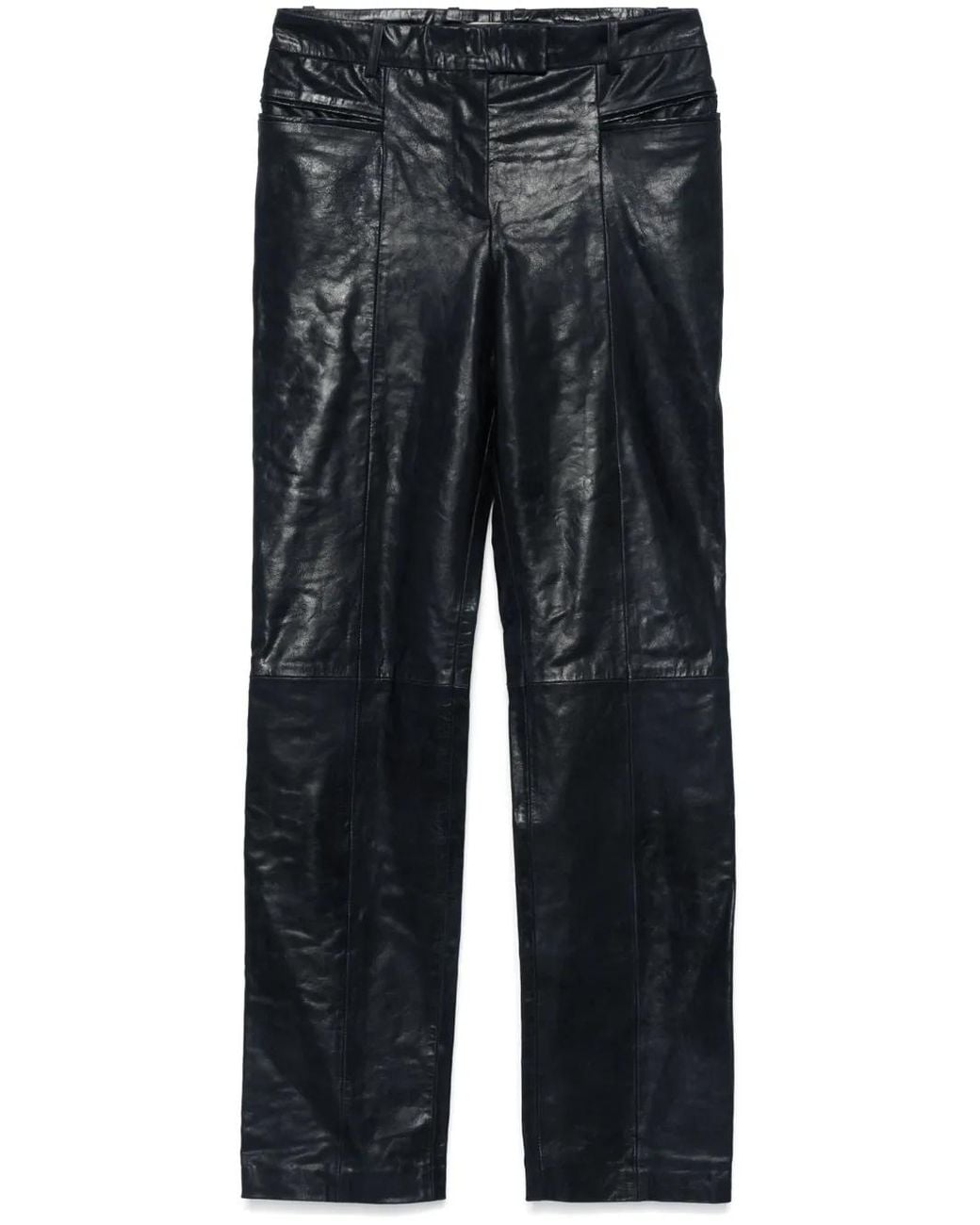 Remain Blue Slim-Fit Leather Trousers