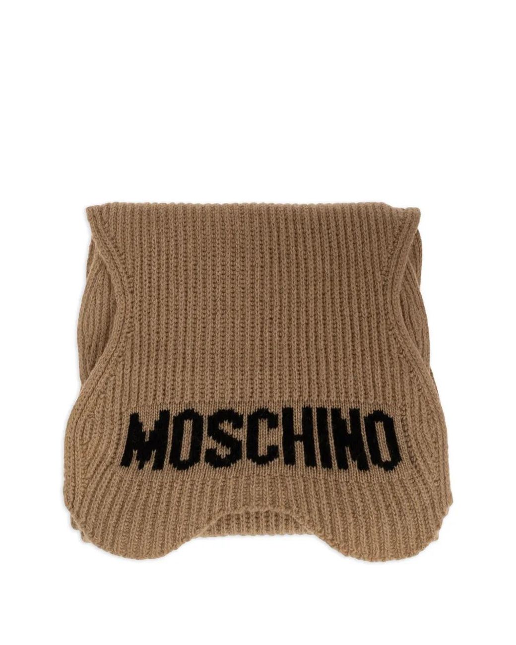 Moschino Brown Écharpe En Maille À Logo