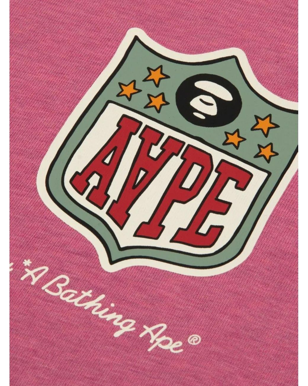 Aape By A Bathing Ape Pink Applique-Patch T-Shirt for men