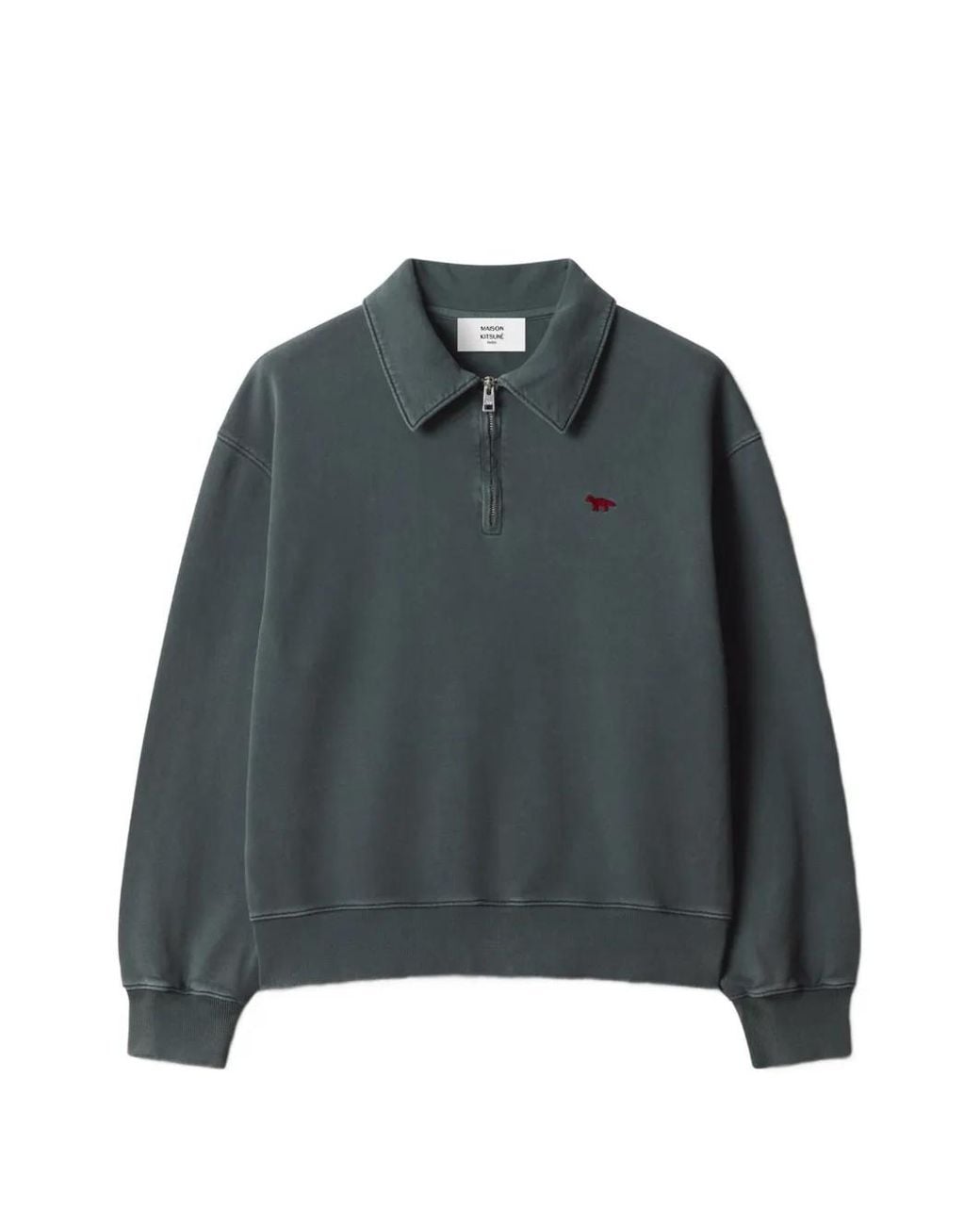 Maison Kitsuné Green Profile Logo-Embroidered Half-Zip Polo Shirts for men