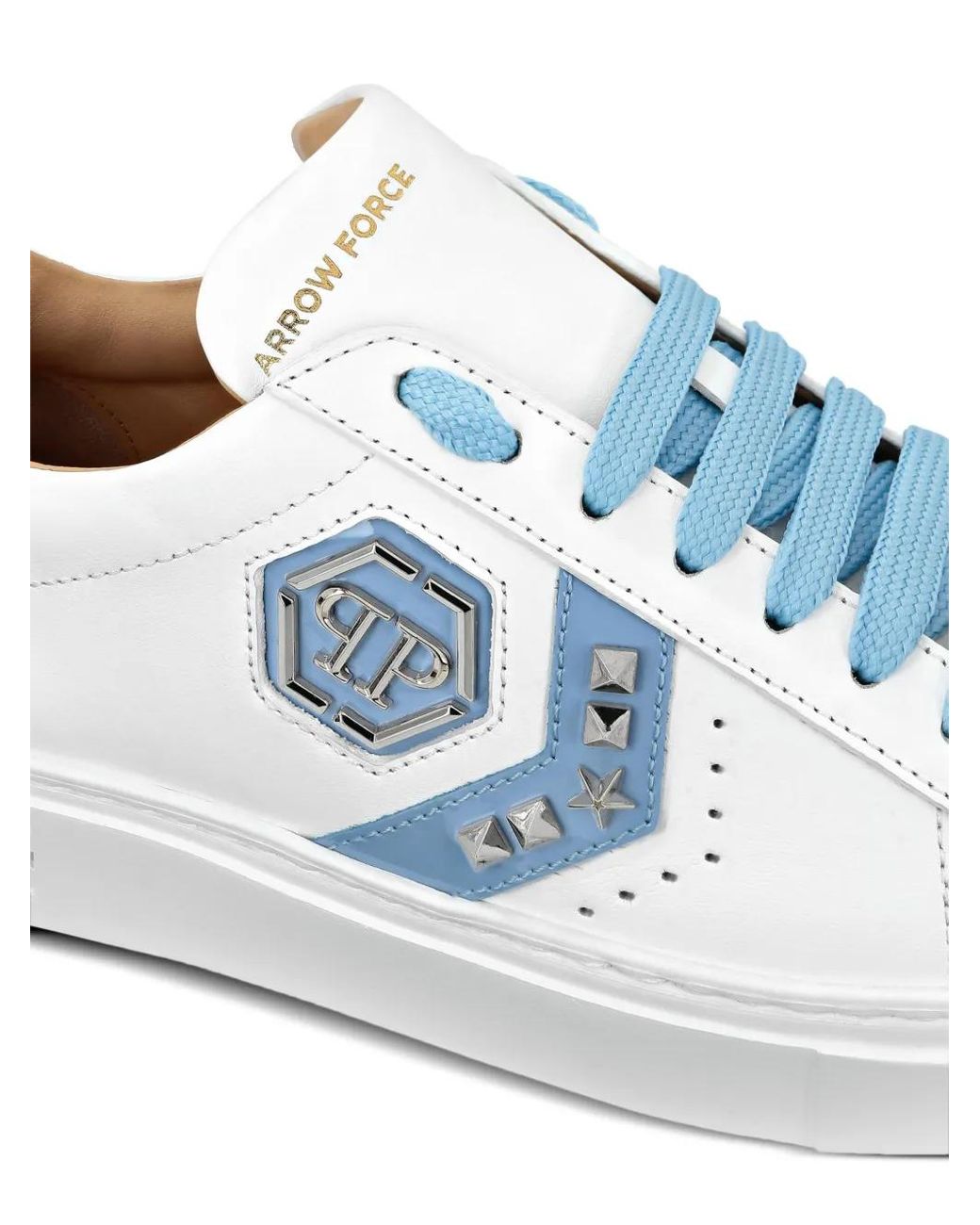 Philipp Plein Blue Arrow Force Leather Sneakers