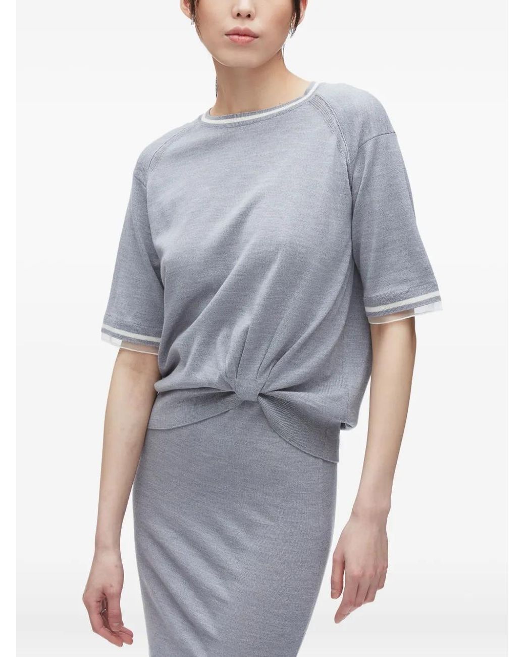 3.1 Phillip Lim Gray Knot-Detail Merino Midi Dress