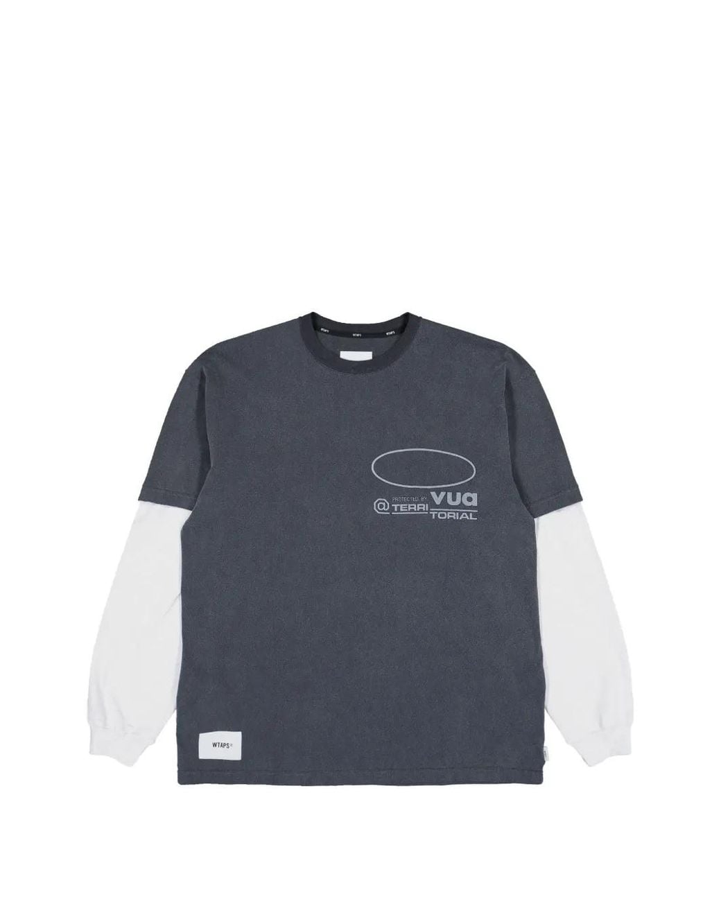 (w)taps Blue Sldr Logo-Print Layered-Sleeve T-Shirt for men