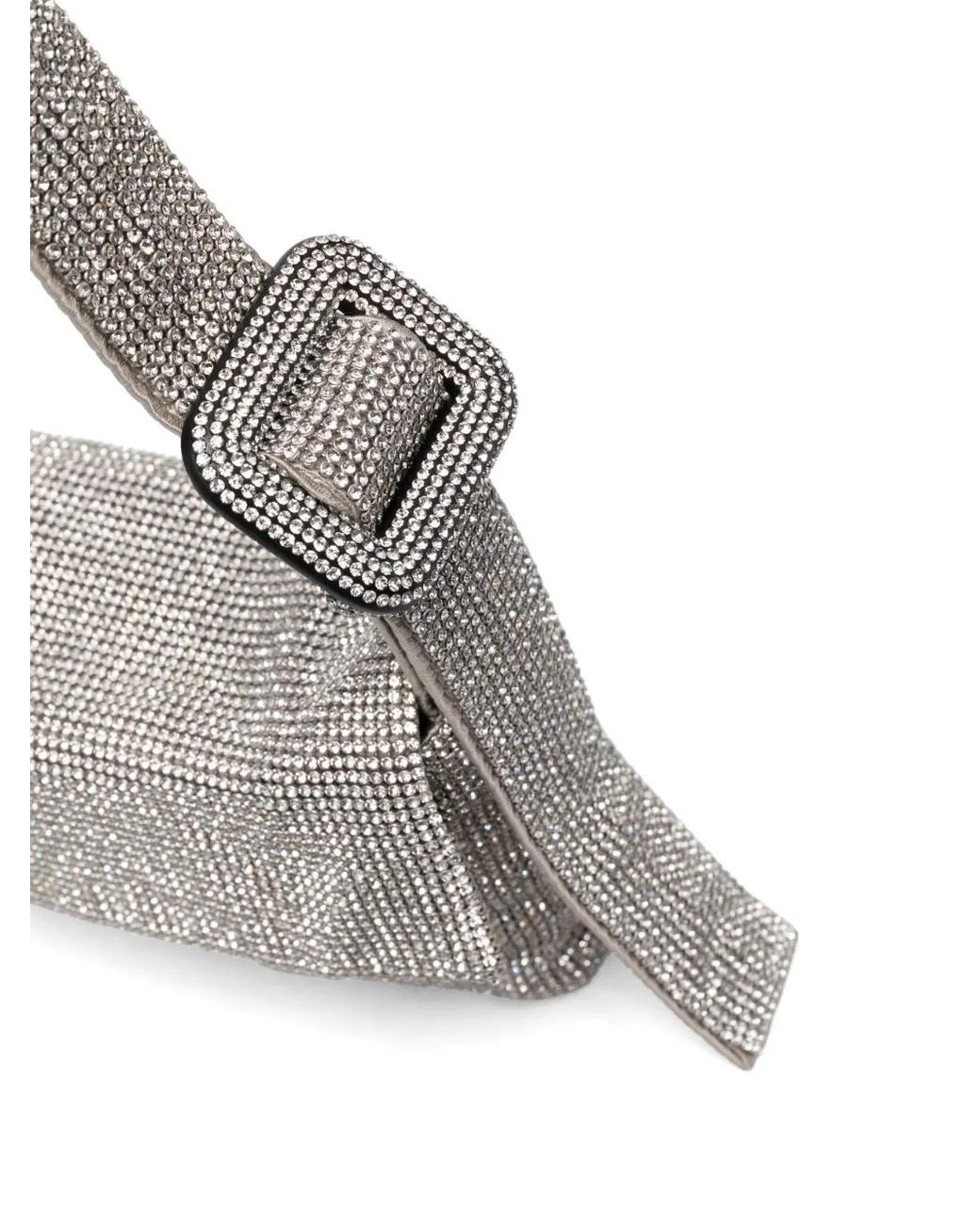 Benedetta Bruzziches Gray Vitty La Mignon Rhinestone Shoulder Bag