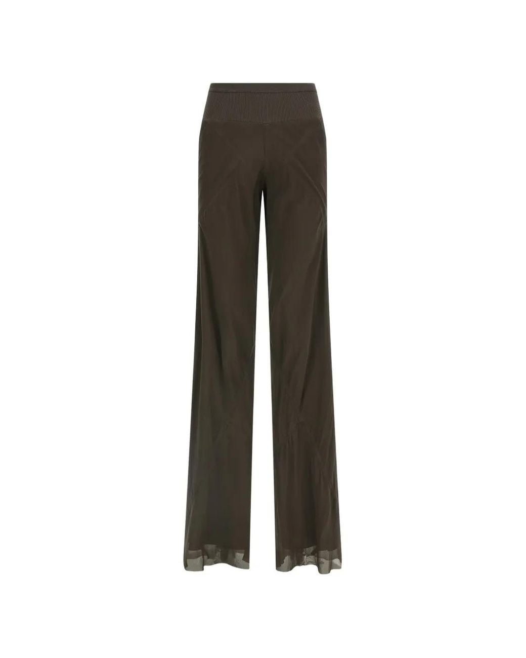 Rick Owens Brown Bias Silk Trousers