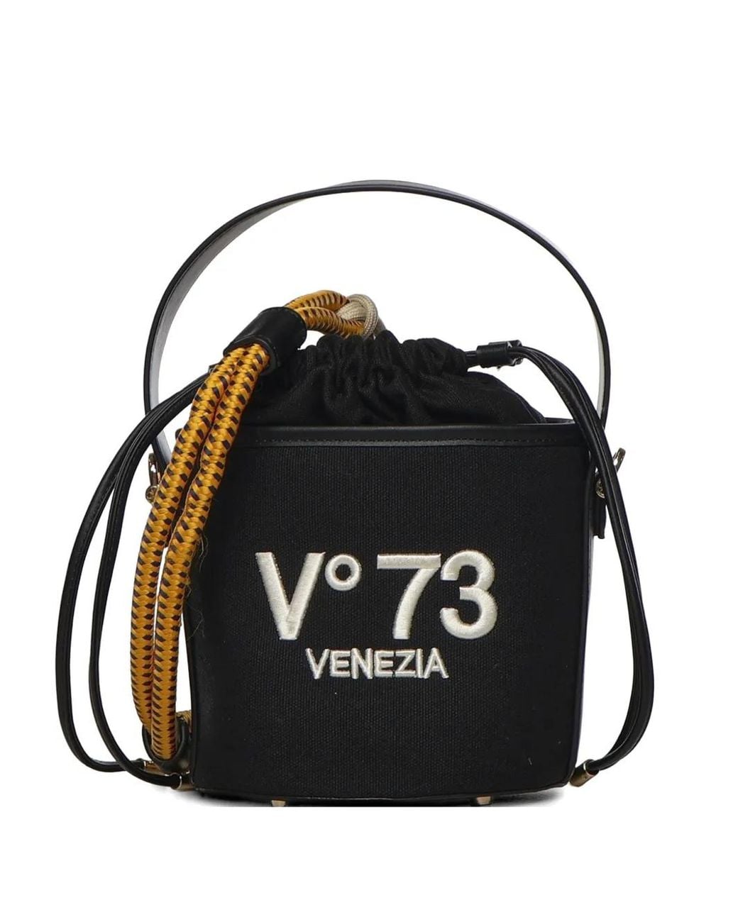 V73 Black Logo Embroidery Bucket Shoulder Bag