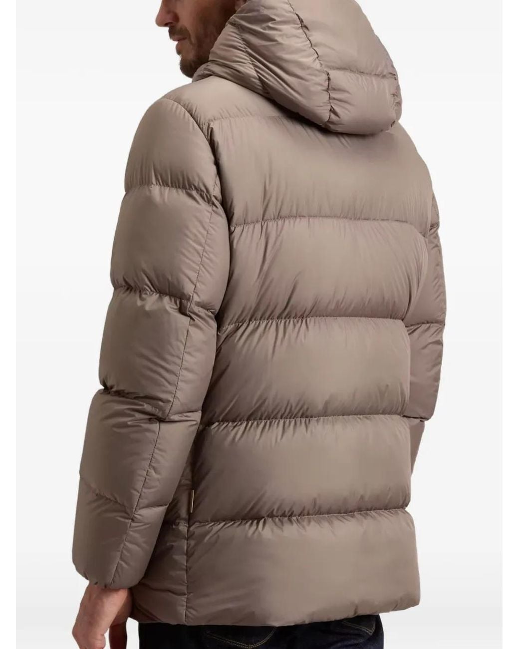 Woolrich Brown Cloud Quilted Hooded Jacket for men