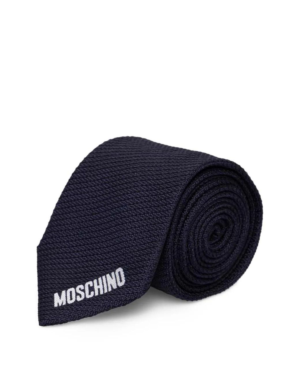 Moschino Blue Logo-Embroidered Tie for men