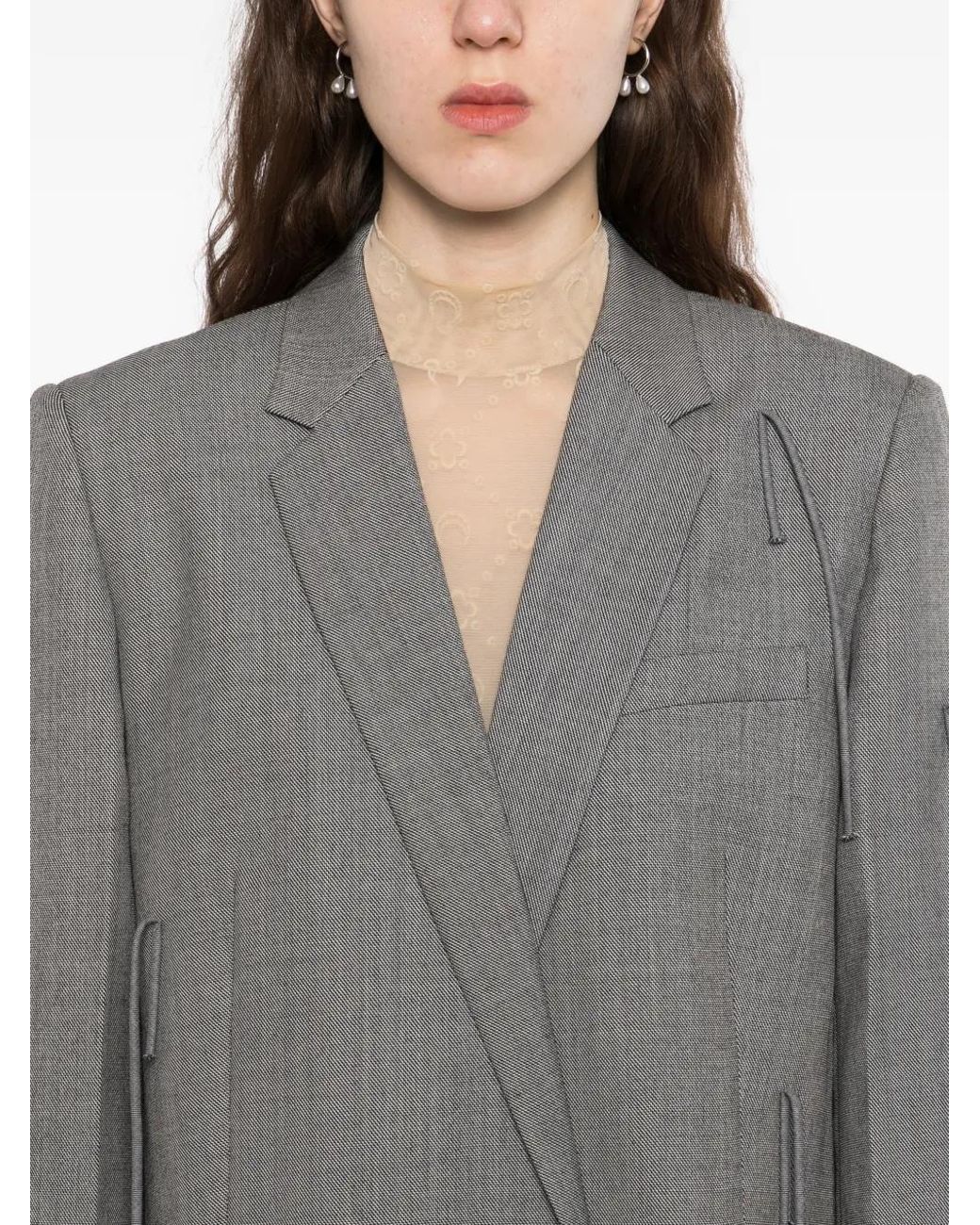 JNBY Gray Fringed Wool Blazer