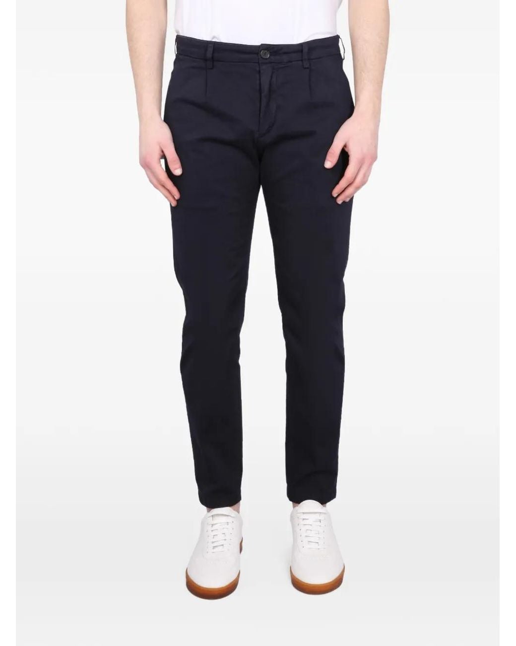 Department 5 Blue Pleated-Waist Tapered Trousers for men