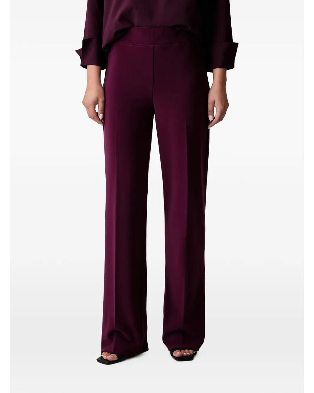 Joseph Ribkoff Red Pressed-Crease Wide-Leg Trousers