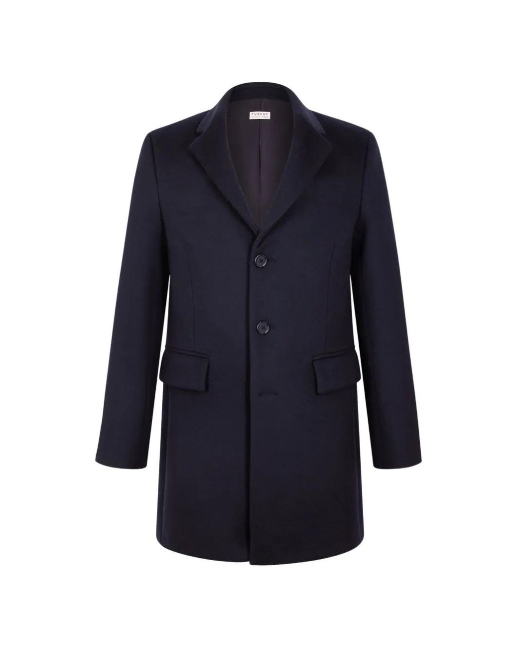 Fursac Blue Button-Fastening Overcoat for men
