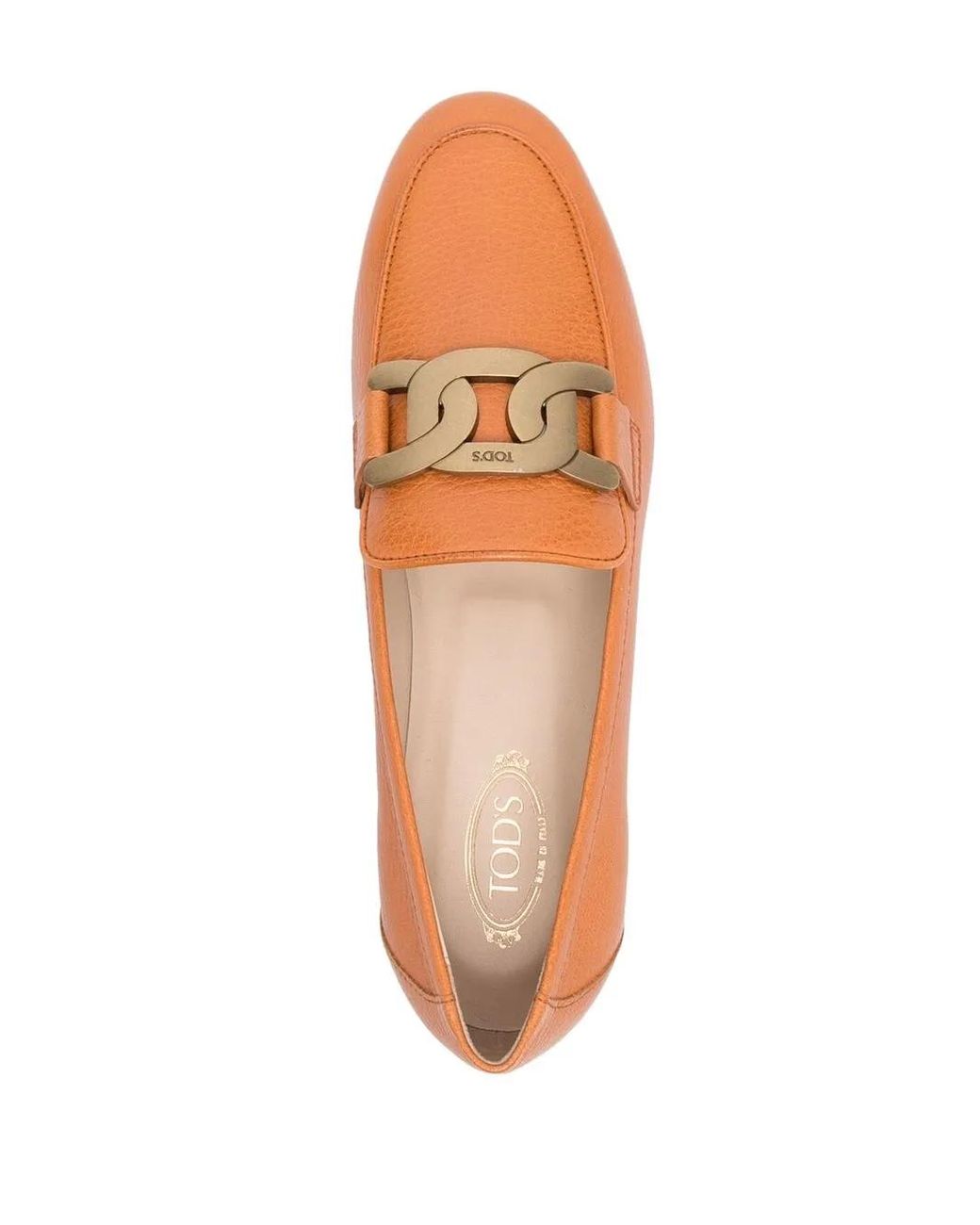 Tod's Orange Mocassins Kate En Cuir À Détail De Chaîne