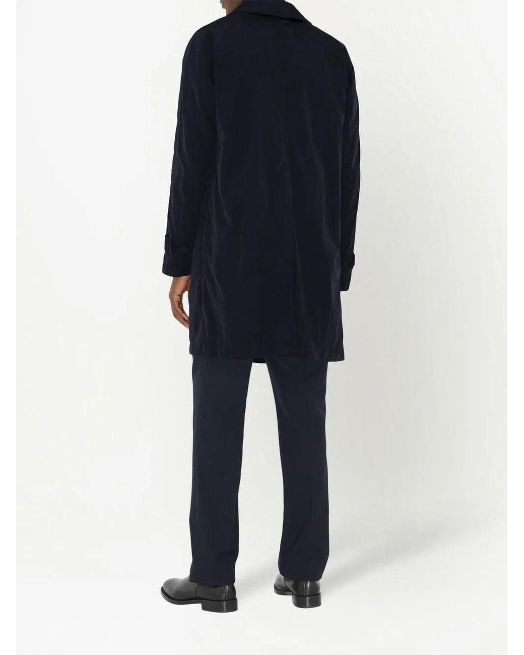 Burberry Blue Single-Breasted Logo Patch Coat for men