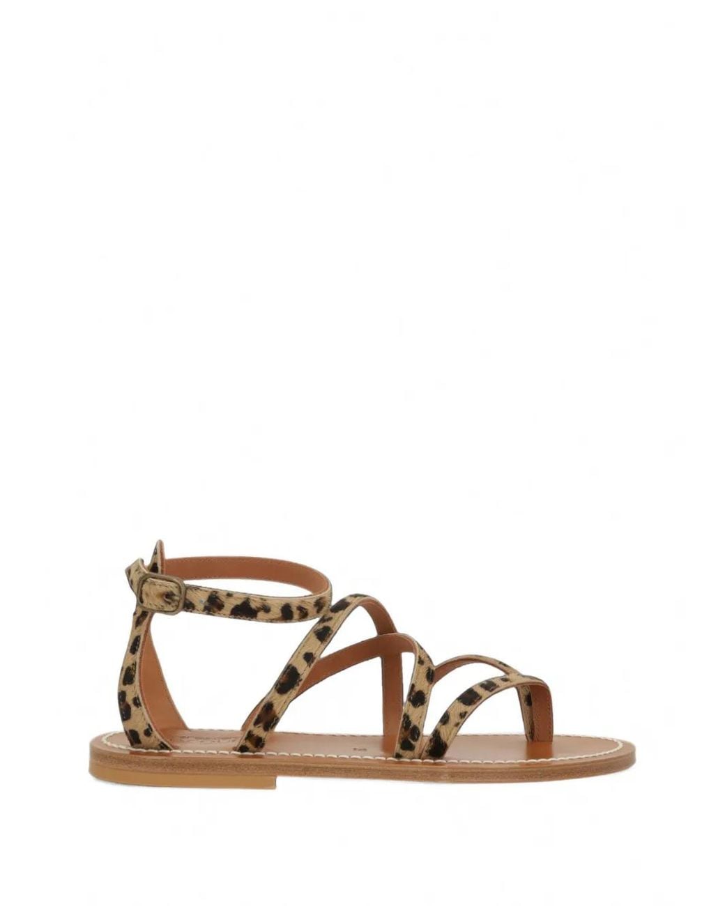 K. Jacques Brown Epicure Leopard-Print Calf Hair Sandals