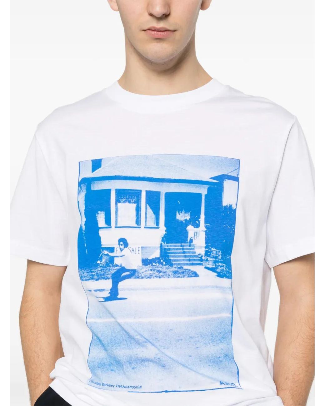 A.P.C. Blue California Graphic T-Shirt for men