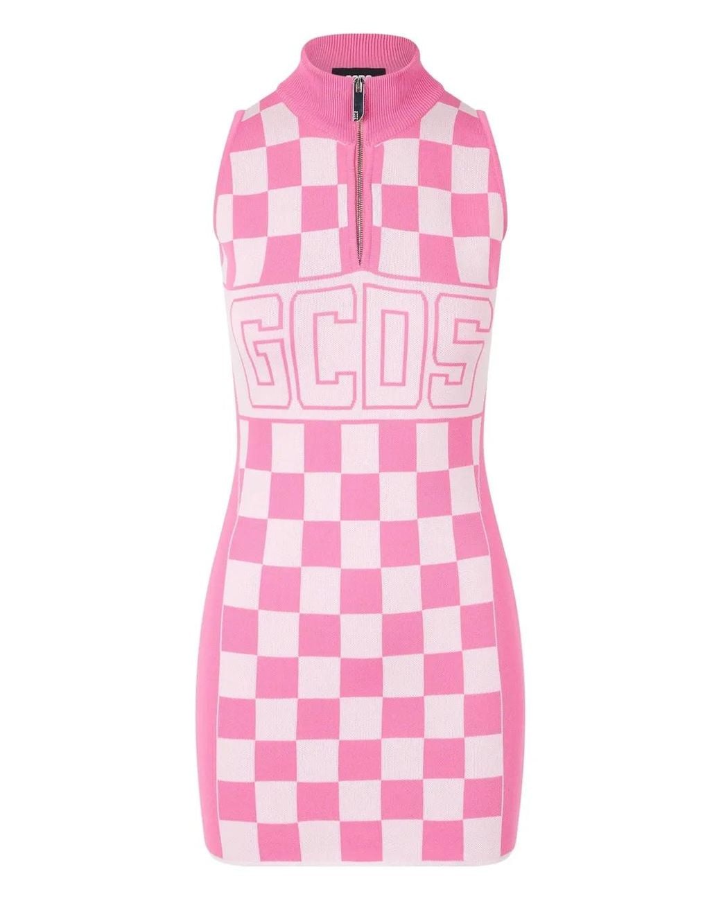Gcds Pink Mini Dress With Logo Print