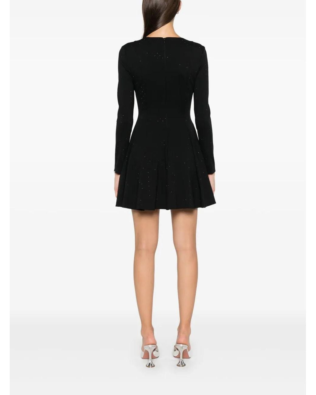 Nissa Black Rhinestone-Embellished Mini Dress
