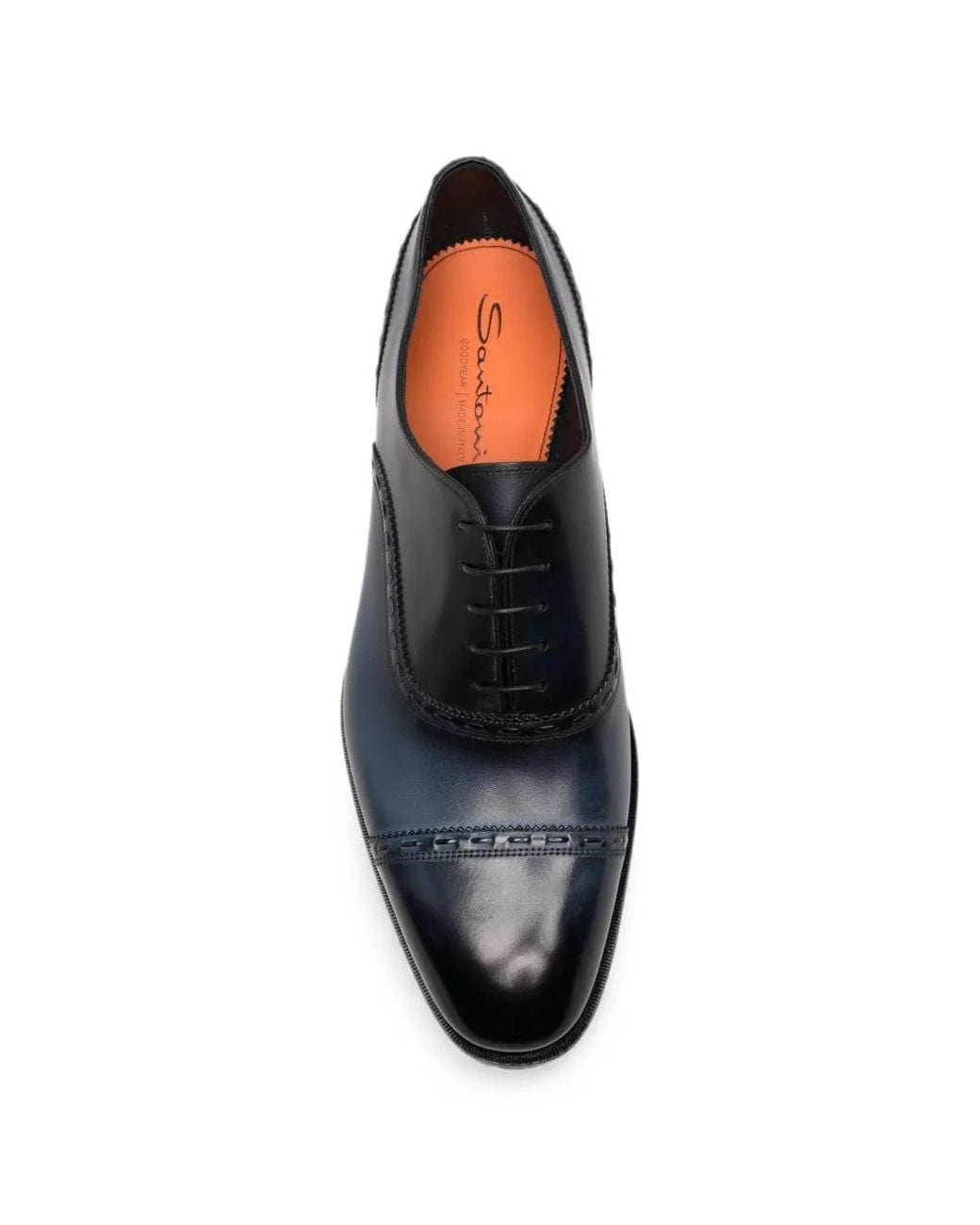 Santoni Blue Brogue-Detail Oxford Shoes for men
