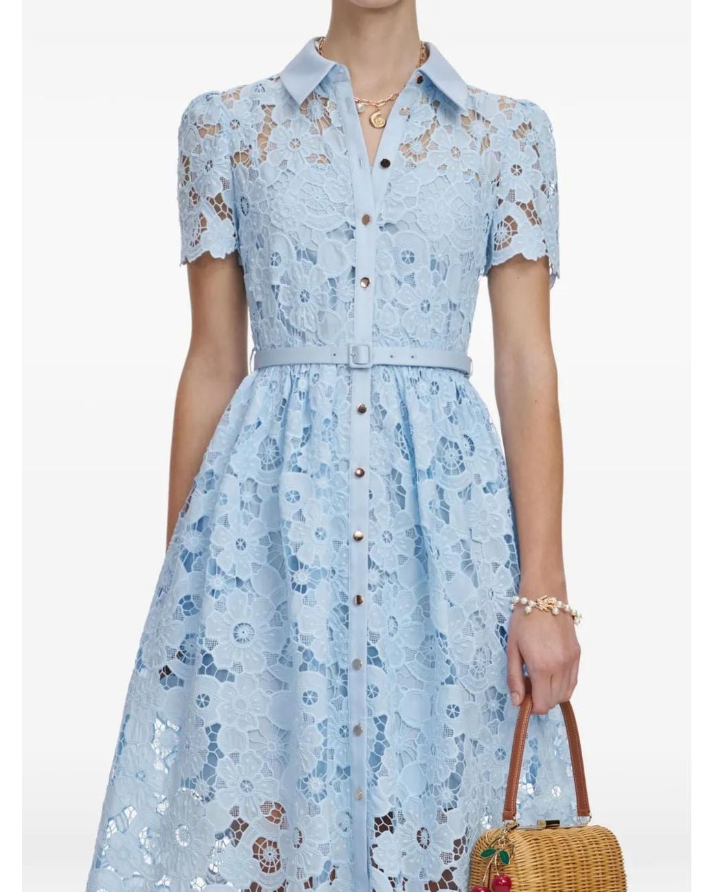 Self-Portrait Blue Lace Midi Dress