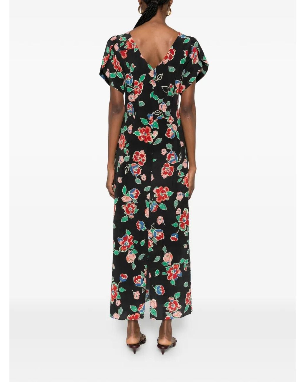 Rixo Black Riella Floral Dress